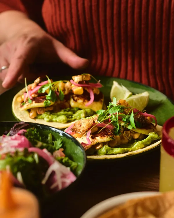 Tacos served in the dining room